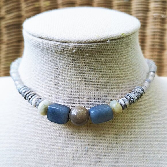 Shell & Stone Choker Necklace | Boho Summer Necklace | Hippie Coastal Necklace - Picture 1 of 6